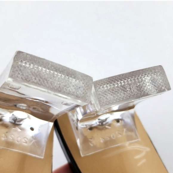 London Rag Black Inamorata Braided Cord Clear Heeled Sandals Square Toe Size 10 - Picture 9 of 12